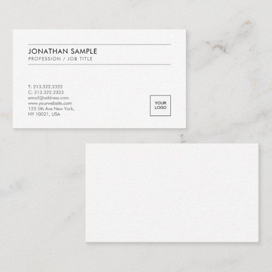 Upload Logo Elegant Modern Simple Professional Visitekaartje (Voorkant / Achterkant)