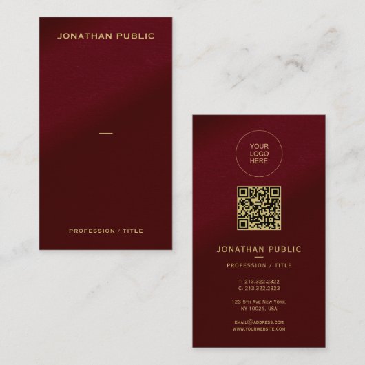 Upload Logo Hier Aangepaste QR Code Goud Tekst Let Visitekaartje (Voorkant / Achterkant)