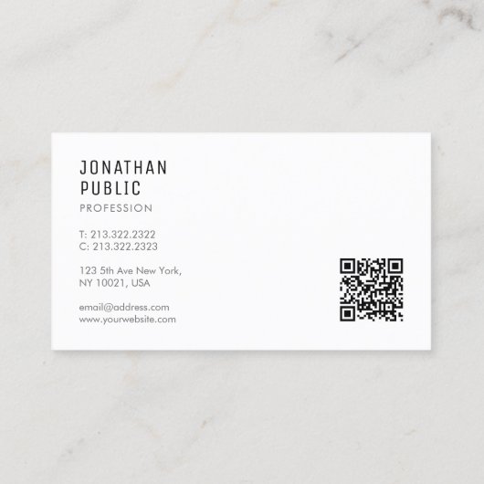 Upload Logo QR Code Modern Elegant Minimalist Visitekaartje (Achterkant)