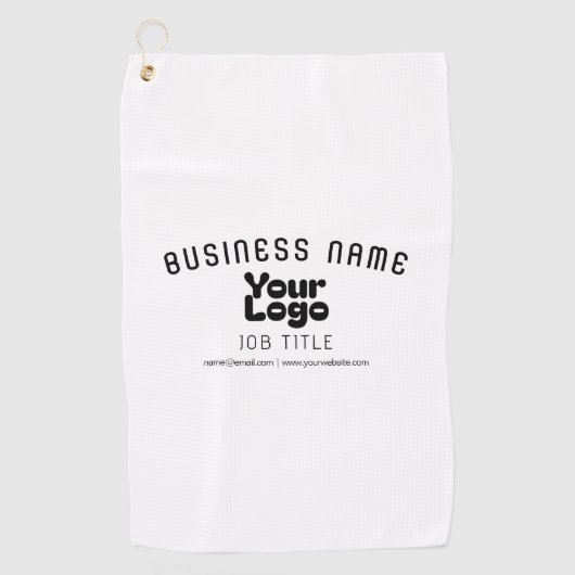 Upload Logo Retro-Modern Wit & Zwart (bewerkbaar) Golfhanddoek (Voorkant)