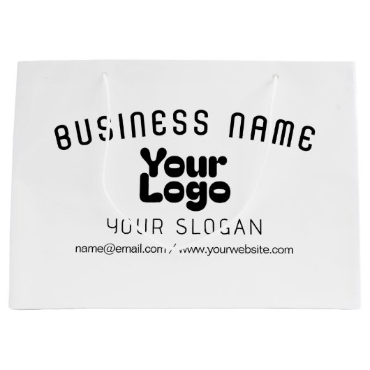 Upload Logo Retro-Modern Wit & Zwart (bewerkbaar) Groot Cadeauzakje (Voorkant)