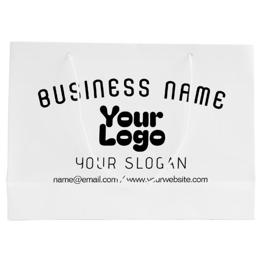 Upload Logo Retro-Modern Wit & Zwart (bewerkbaar) Groot Cadeauzakje (Achterkant)