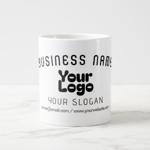 Upload Logo Retro-Modern Wit & Zwart (bewerkbaar) Grote Koffiekop