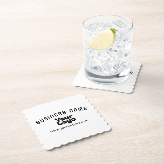 Upload Logo Retro-Modern Wit & Zwart (bewerkbaar) Kartonnen Onderzetters (Insitu)