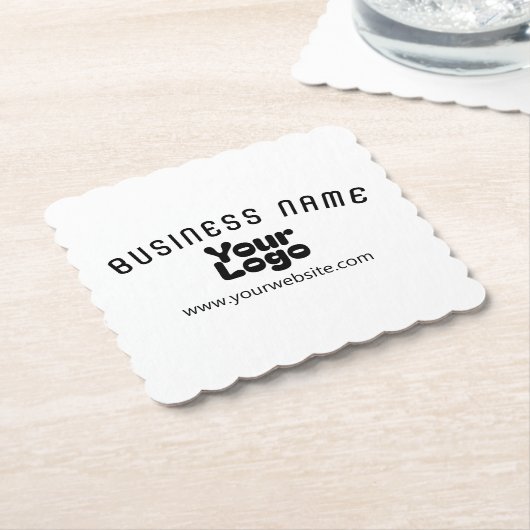 Upload Logo Retro-Modern Wit & Zwart (bewerkbaar) Kartonnen Onderzetters (Gebogen)