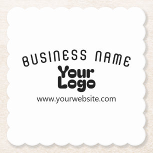 Upload Logo Retro-Modern Wit & Zwart (bewerkbaar) Kartonnen Onderzetters