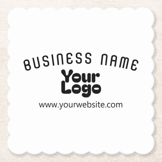 Upload Logo Retro-Modern Wit & Zwart (bewerkbaar) Kartonnen Onderzetters (Voorkant)