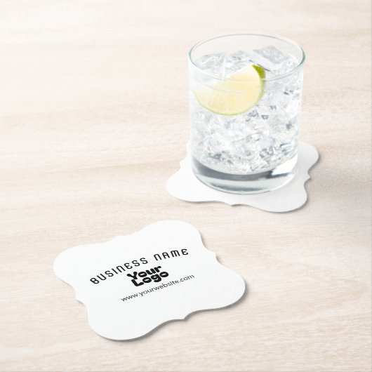 Upload Logo Retro-Modern Wit & Zwart (bewerkbaar) Kartonnen Onderzetters (Insitu)