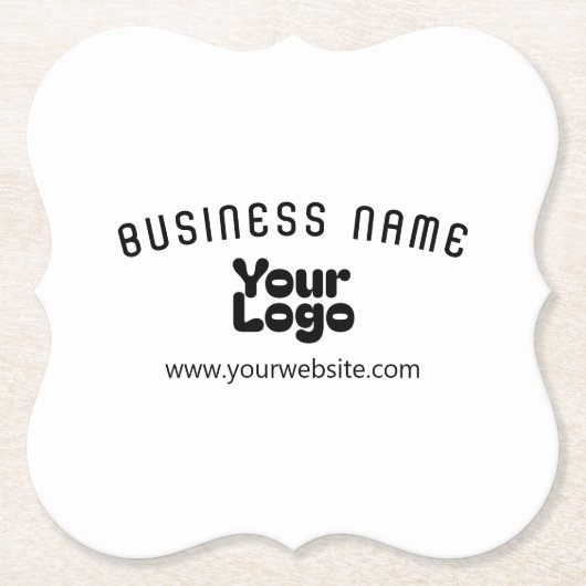 Upload Logo Retro-Modern Wit & Zwart (bewerkbaar) Kartonnen Onderzetters (Voorkant)