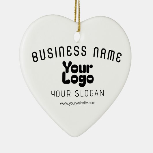 Upload Logo Retro-Modern Wit & Zwart (bewerkbaar) Keramisch Ornament (Rechts)