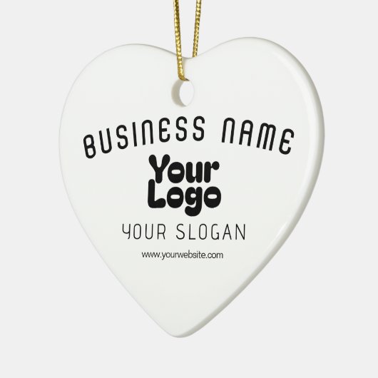 Upload Logo Retro-Modern Wit & Zwart (bewerkbaar) Keramisch Ornament (Links)