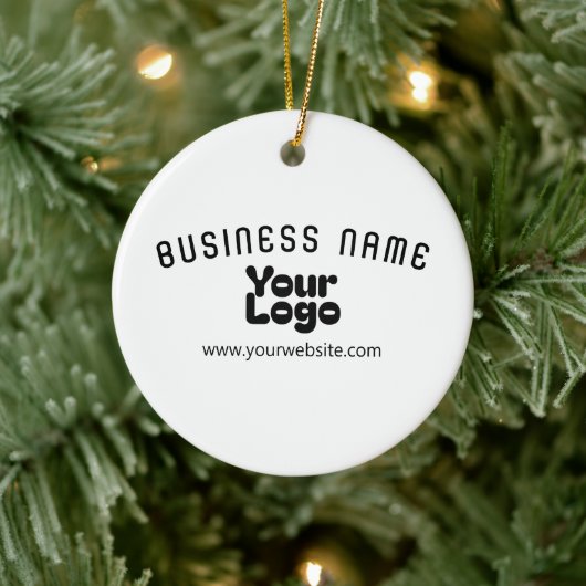 Upload Logo Retro-Modern Wit & Zwart (bewerkbaar) Keramisch Ornament (Boom)