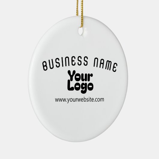 Upload Logo Retro-Modern Wit & Zwart (bewerkbaar) Keramisch Ornament (Rechts)