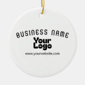 Upload Logo Retro-Modern Wit & Zwart (bewerkbaar) Keramisch Ornament (Voorkant)