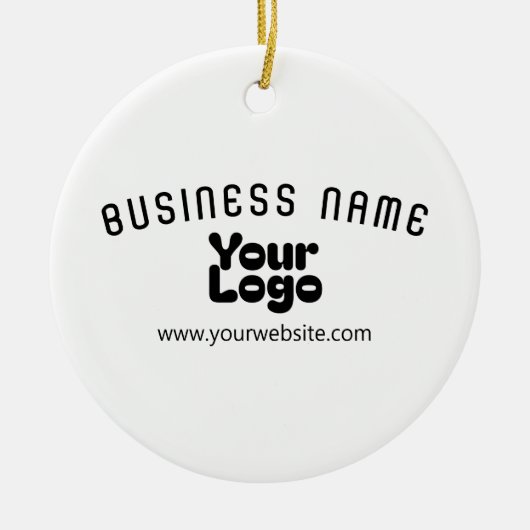 Upload Logo Retro-Modern Wit & Zwart (bewerkbaar) Keramisch Ornament (Voorkant)