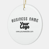 Upload Logo Retro-Modern Wit & Zwart (bewerkbaar) Keramisch Ornament (Links)