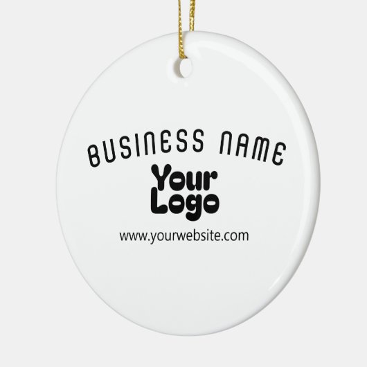 Upload Logo Retro-Modern Wit & Zwart (bewerkbaar) Keramisch Ornament (Links)