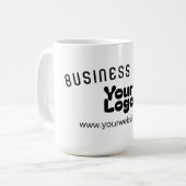 Upload Logo Retro-Modern Wit & Zwart (bewerkbaar) Koffiemok (Voorkant links)