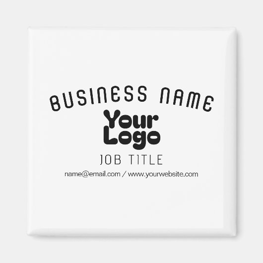 Upload Logo Retro-Modern Wit & Zwart (bewerkbaar) Magneet (Voorkant)