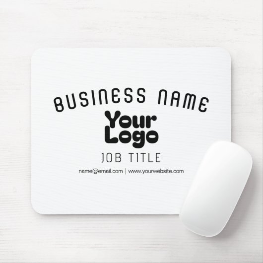 Upload Logo Retro-Modern Wit & Zwart (bewerkbaar) Muismat (Met muis)