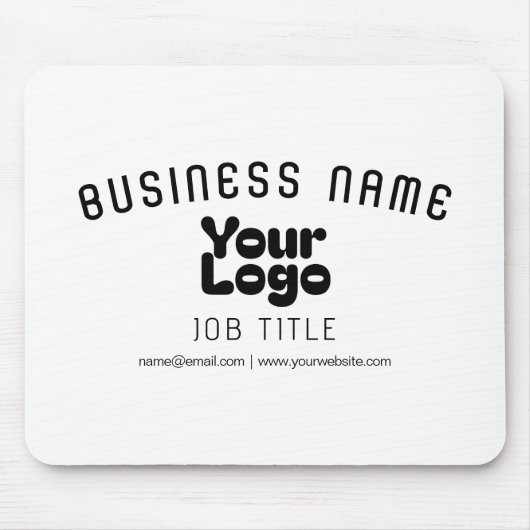 Upload Logo Retro-Modern Wit & Zwart (bewerkbaar) Muismat (Voorkant)