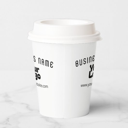 Upload Logo Retro-Modern Wit & Zwart (bewerkbaar) Papieren Bekers (Rechts)