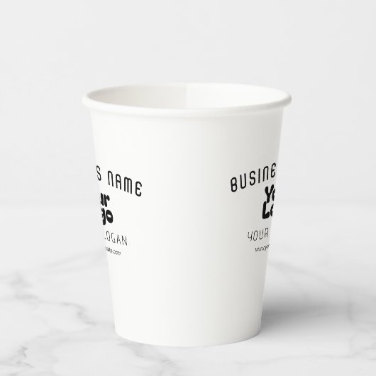 Upload Logo Retro-Modern Wit & Zwart (bewerkbaar) Papieren Bekers (Links)