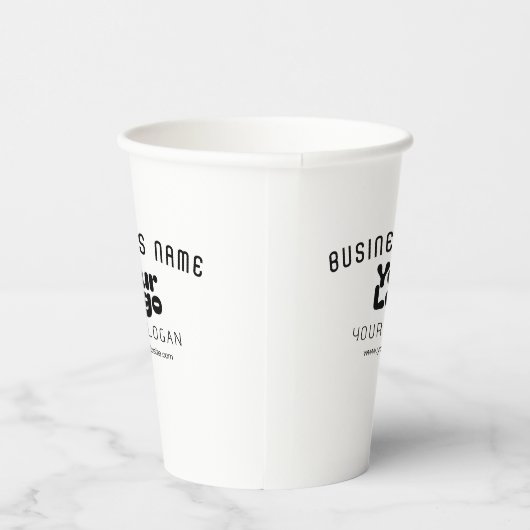 Upload Logo Retro-Modern Wit & Zwart (bewerkbaar) Papieren Bekers (Rechts)