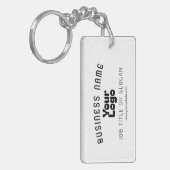 Upload Logo Retro-Modern Wit & Zwart (bewerkbaar) Sleutelhanger (Voorkant Links)