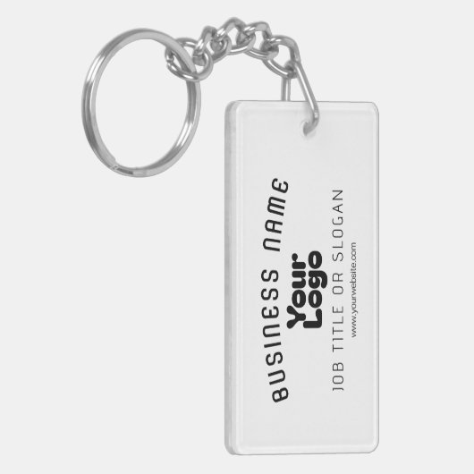 Upload Logo Retro-Modern Wit & Zwart (bewerkbaar) Sleutelhanger (Voorkant Links)