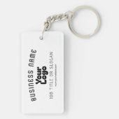 Upload Logo Retro-Modern Wit & Zwart (bewerkbaar) Sleutelhanger (achterkant)