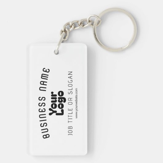 Upload Logo Retro-Modern Wit & Zwart (bewerkbaar) Sleutelhanger (achterkant)