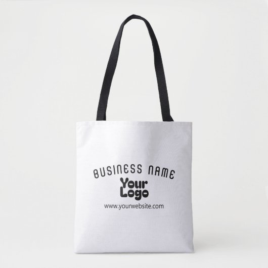 Upload Logo Retro-Modern Wit & Zwart (bewerkbaar) Tote Bag (Voorkant)