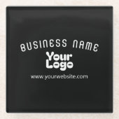 Upload Logo Retro-Modern Zwart-wit (bewerkbaar) Glazen Onderzetter (Voorkant)