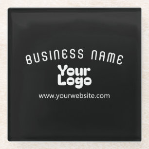 Upload Logo Retro-Modern Zwart-wit (bewerkbaar) Glazen Onderzetter