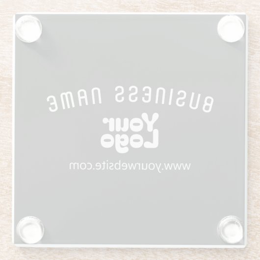 Upload Logo Retro-Modern Zwart-wit (bewerkbaar) Glazen Onderzetter (Achterkant)