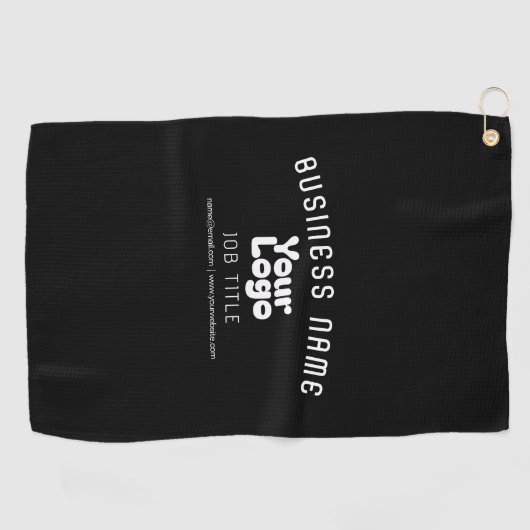 Upload Logo Retro-Modern Zwart-wit (bewerkbaar) Golfhanddoek (Horizontaal)