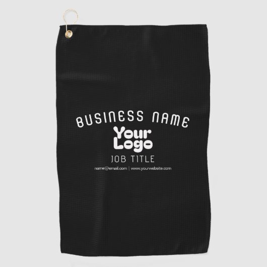 Upload Logo Retro-Modern Zwart-wit (bewerkbaar) Golfhanddoek (Voorkant)