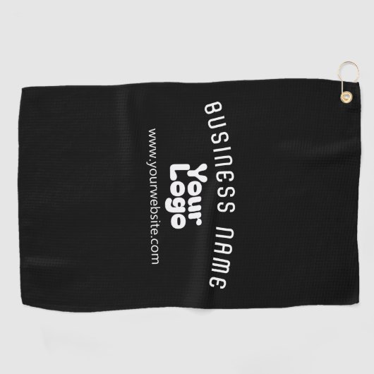 Upload Logo Retro-Modern Zwart-wit (bewerkbaar) Golfhanddoek (Horizontaal)