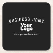 Upload Logo Retro-Modern Zwart-wit (bewerkbaar) Kartonnen Onderzetters (Voorkant)