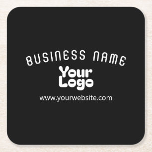 Upload Logo Retro-Modern Zwart-wit (bewerkbaar) Kartonnen Onderzetters