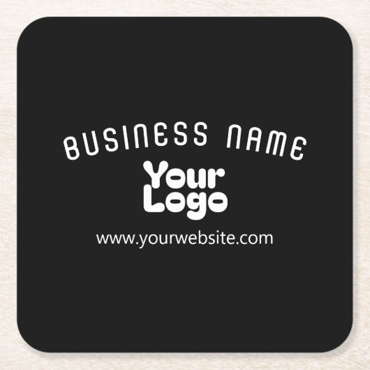 Upload Logo Retro-Modern Zwart-wit (bewerkbaar) Kartonnen Onderzetters (Voorkant)