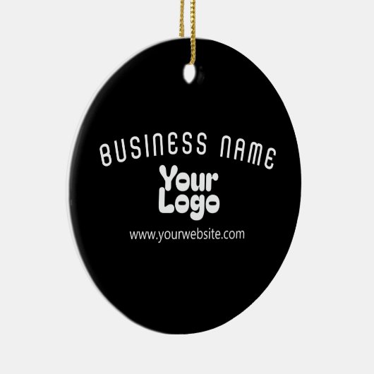 Upload Logo Retro-Modern Zwart-wit (bewerkbaar) Keramisch Ornament (Rechts)