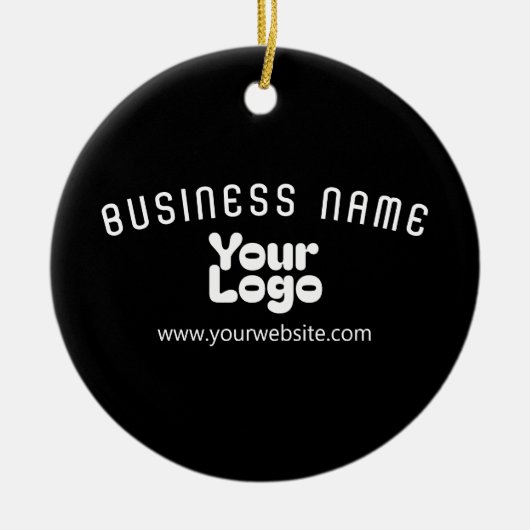 Upload Logo Retro-Modern Zwart-wit (bewerkbaar) Keramisch Ornament (Voorkant)