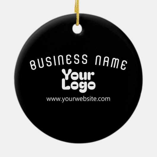 Upload Logo Retro-Modern Zwart-wit (bewerkbaar) Keramisch Ornament (Achterkant)