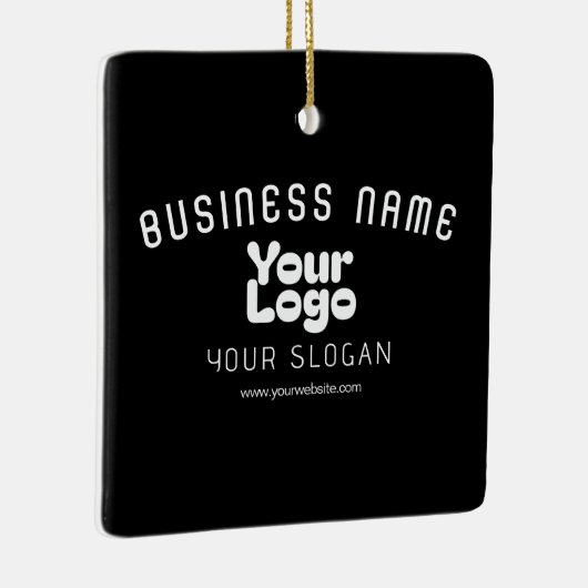 Upload Logo Retro-Modern Zwart-wit (bewerkbaar) Keramisch Ornament (Rechts)