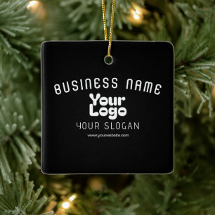 Upload Logo Retro-Modern Zwart-wit (bewerkbaar) Keramisch Ornament