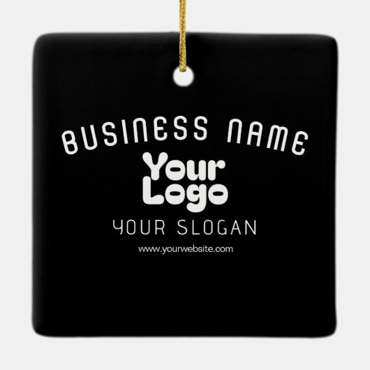 Upload Logo Retro-Modern Zwart-wit (bewerkbaar) Keramisch Ornament (Achterkant)