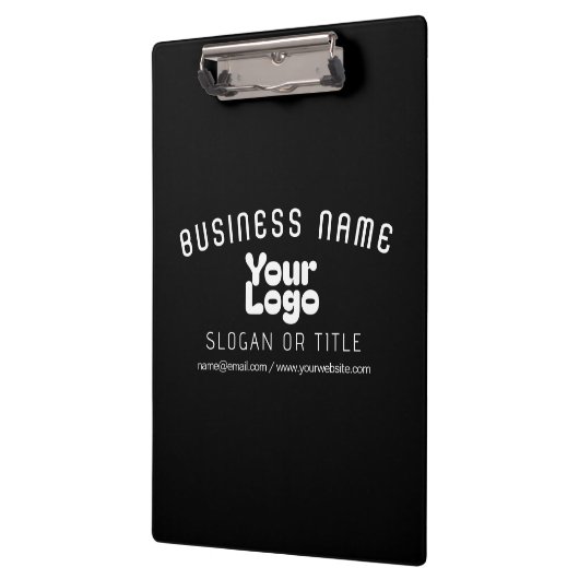 Upload Logo Retro-Modern Zwart-wit (bewerkbaar) Klembord (Links)