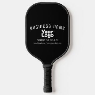 Upload Logo Retro-Modern Zwart-wit (bewerkbaar) Pickleball Paddle